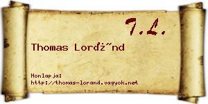 Thomas Loránd névjegykártya